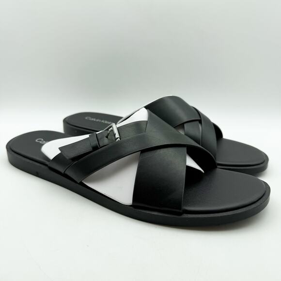 Calvin Klein Mens Elon Slip On Sandals US 13 M Black Vegan Leather NIB - Picture 5 of 12
